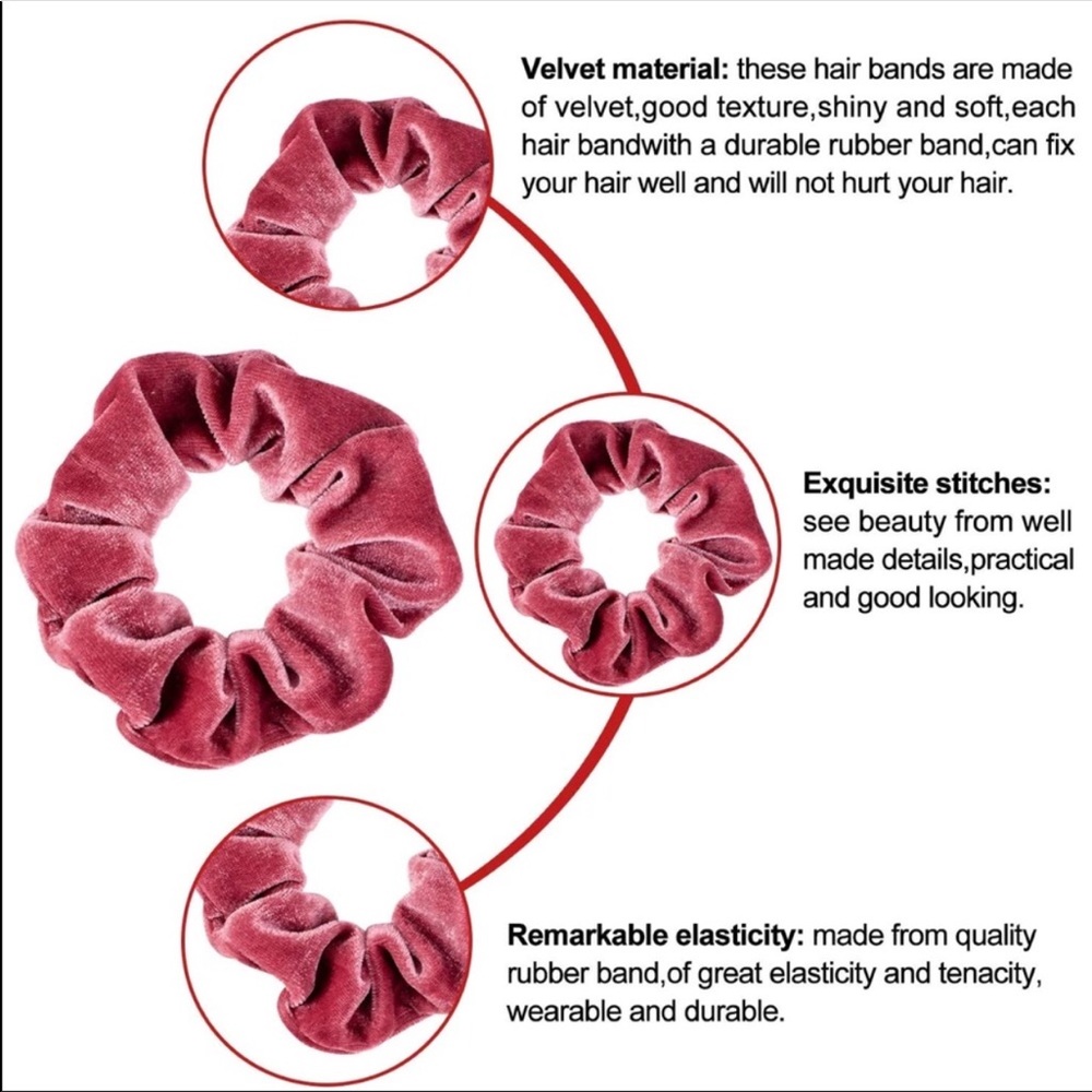 NEW 12 IN A PACK MAUVE VELVET SCRUNCHIES - Picture 4 of 7